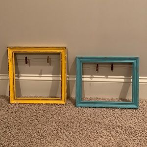 Mustard and Teal set hanging picture frames